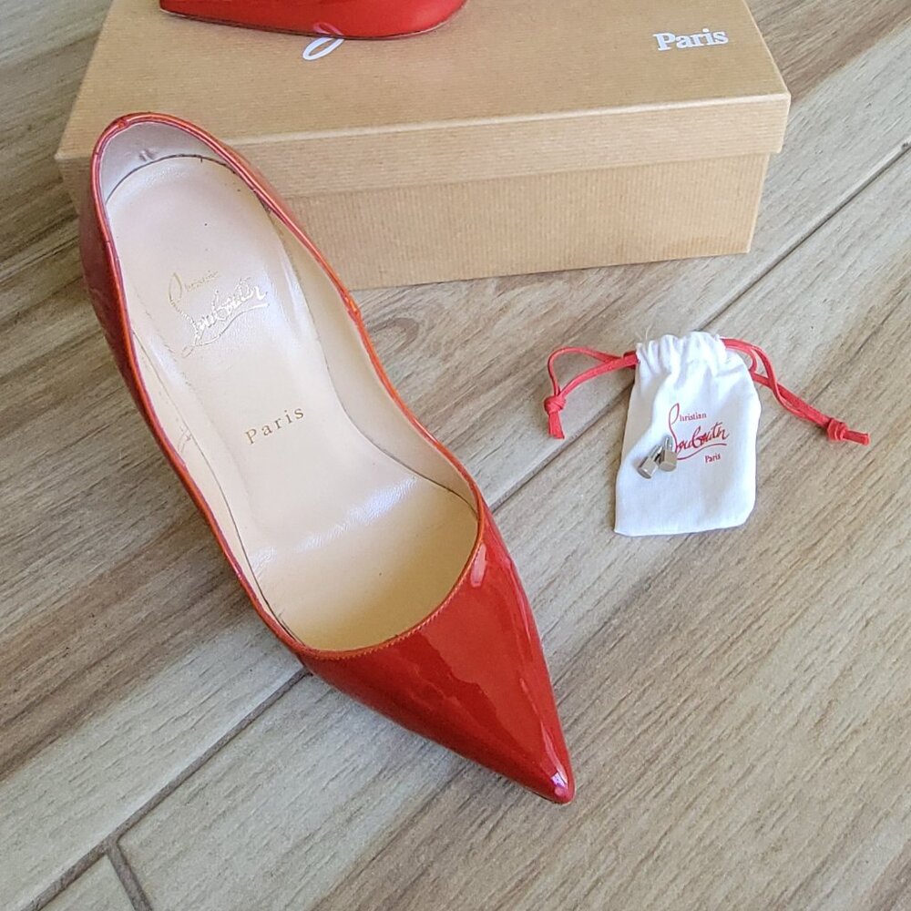 Christian Louboutin So Kate “Poppy" Red Patent Leather 40 Stiletto Shoe Eur 37